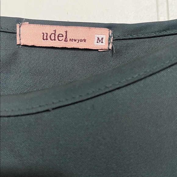 Udel New York Satin Slip Dress Green Midi Spaghetti Strap Bias Cut SzM - Picture 5 of 10